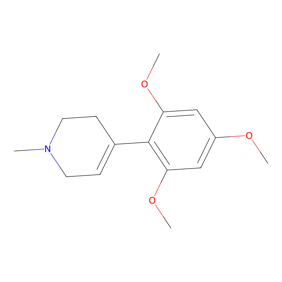 1-Methyl-4-(2,4,6-trimethoxyphenyl)-1,2,3,6-tetrahydropyridine molecular structure, CAS 113225-07-3