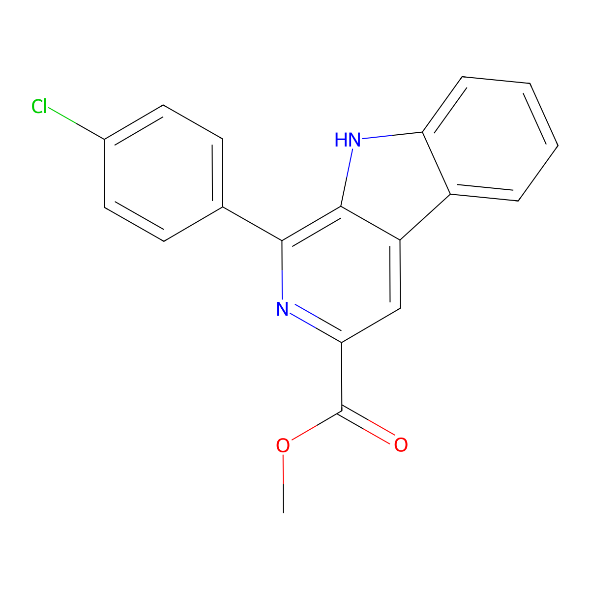 methyl 1-(4-chlorophenyl)-9H-pyrido[3,4-b]indole-3-carboxylate molecular structure, CAS 113247-16-8