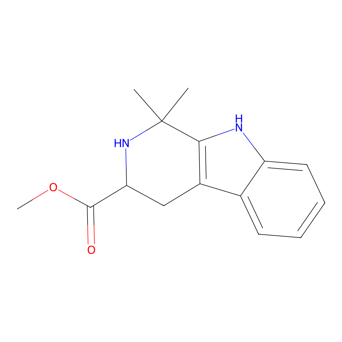 methyl 1,1-dimethyl-2,3,4,9-tetrahydro-1H-beta-carboline-3-carboxylate molecular structure, CAS 113247-20-4