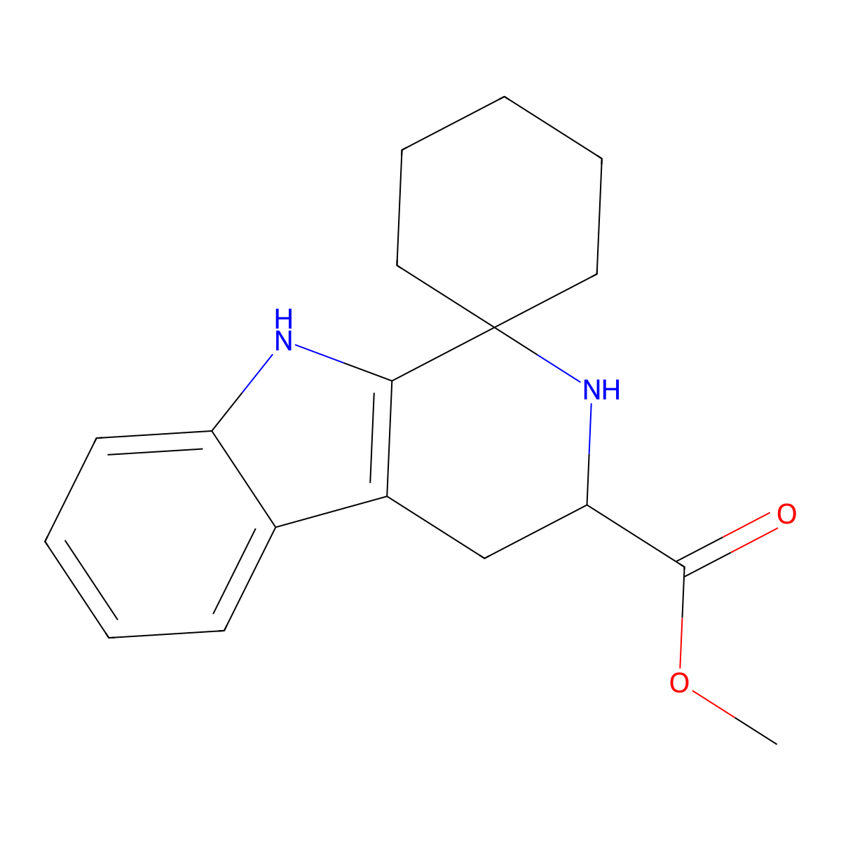 Methyl 2,3,4,9-tetrahydrospiro[beta-carboline-1,1'-cyclohexane]-3-carboxylate molecular structure, CAS 113247-25-9