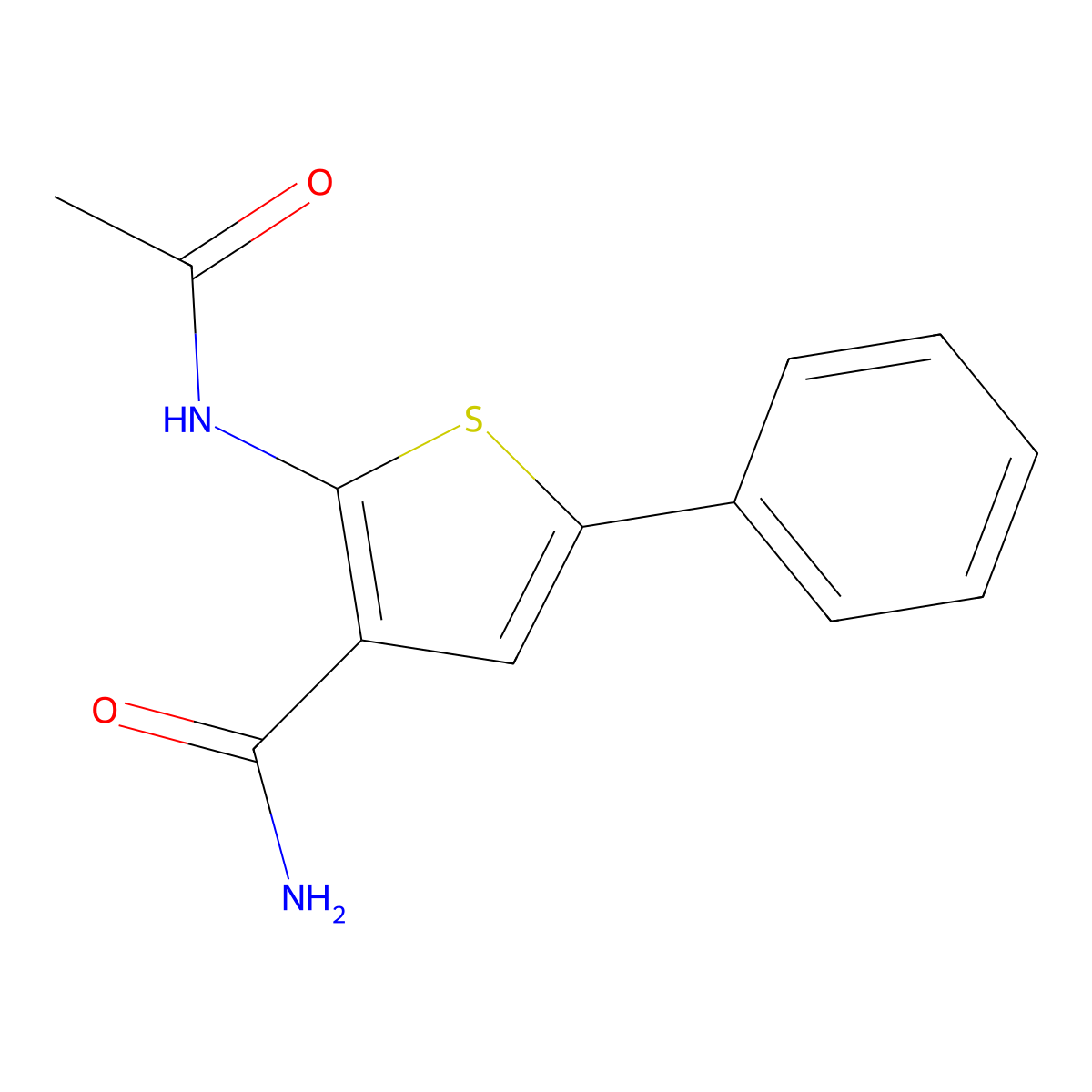 2-Acetamido-5-phenylthiophene-3-carboxamide molecular structure, CAS 113260-44-9