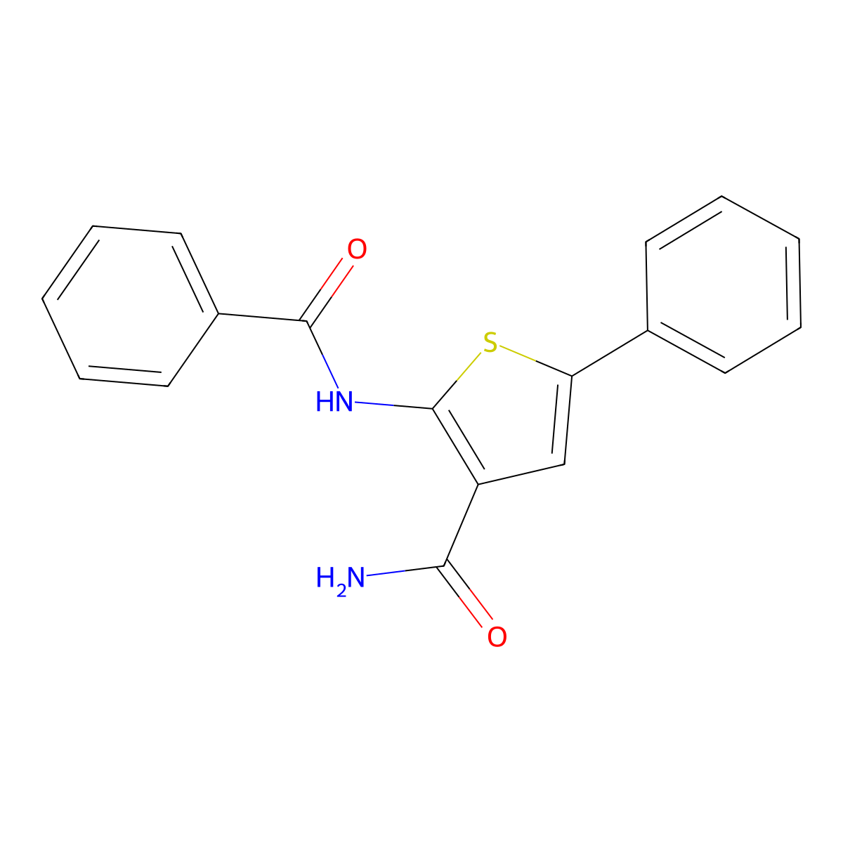 2-Benzamido-5-phenylthiophene-3-carboxamide molecular structure, CAS 113260-45-0