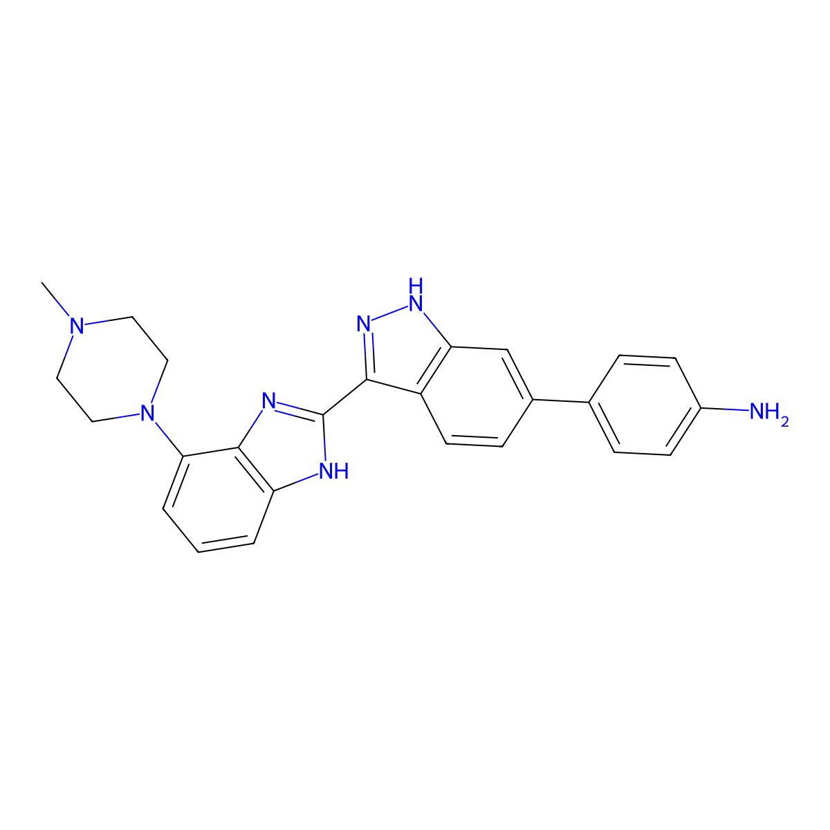 4-{3-[7-(4-Methylpiperazin-1-Yl)-1h-Benzimidazol-2-Yl]-1h-Indazol-6-Yl}aniline molecular structure, CAS 1132609-87-0