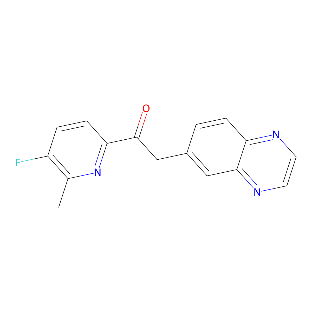 1-(5-Fluoro-6-methylpyridin-2-yl)-2-(quinoxalin-6-yl)ethanone molecular structure, CAS 1132610-44-6