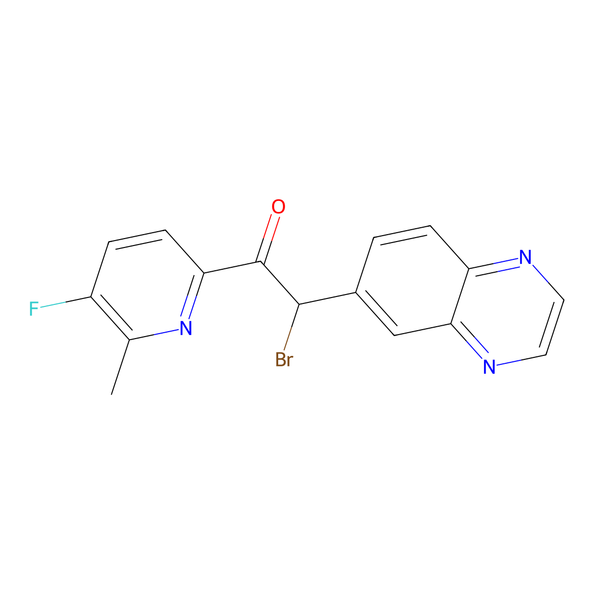 2-Bromo-1-(5-fluoro-6-methylpyridin-2-yl)-2-(quinoxalin-6-yl)ethanone molecular structure, CAS 1132610-54-8