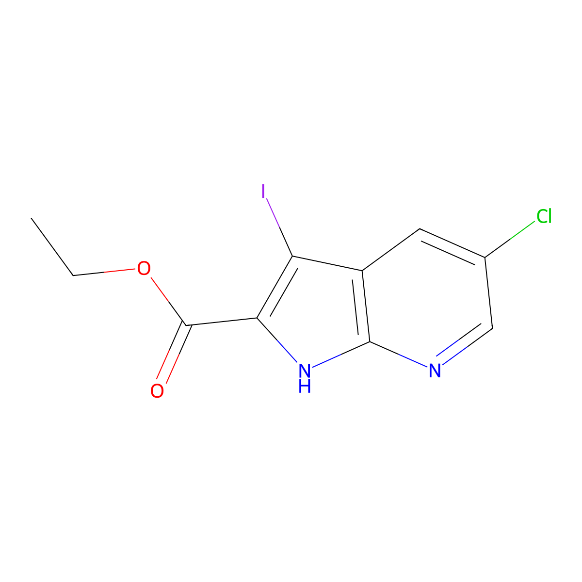 Ethyl 5-chloro-3-iodo-1H-pyrrolo[2,3-B]pyridine-2-carboxylate molecular structure, CAS 1132610-98-0