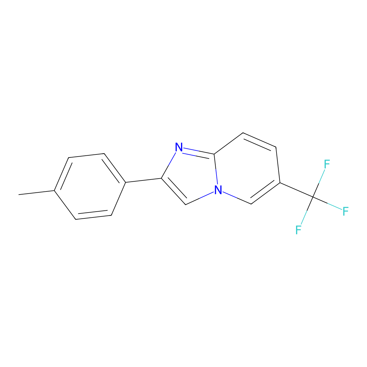 2-(p-Tolyl)-6-(trifluoromethyl)imidazo[1,2-a]pyridine molecular structure, CAS 113265-39-7