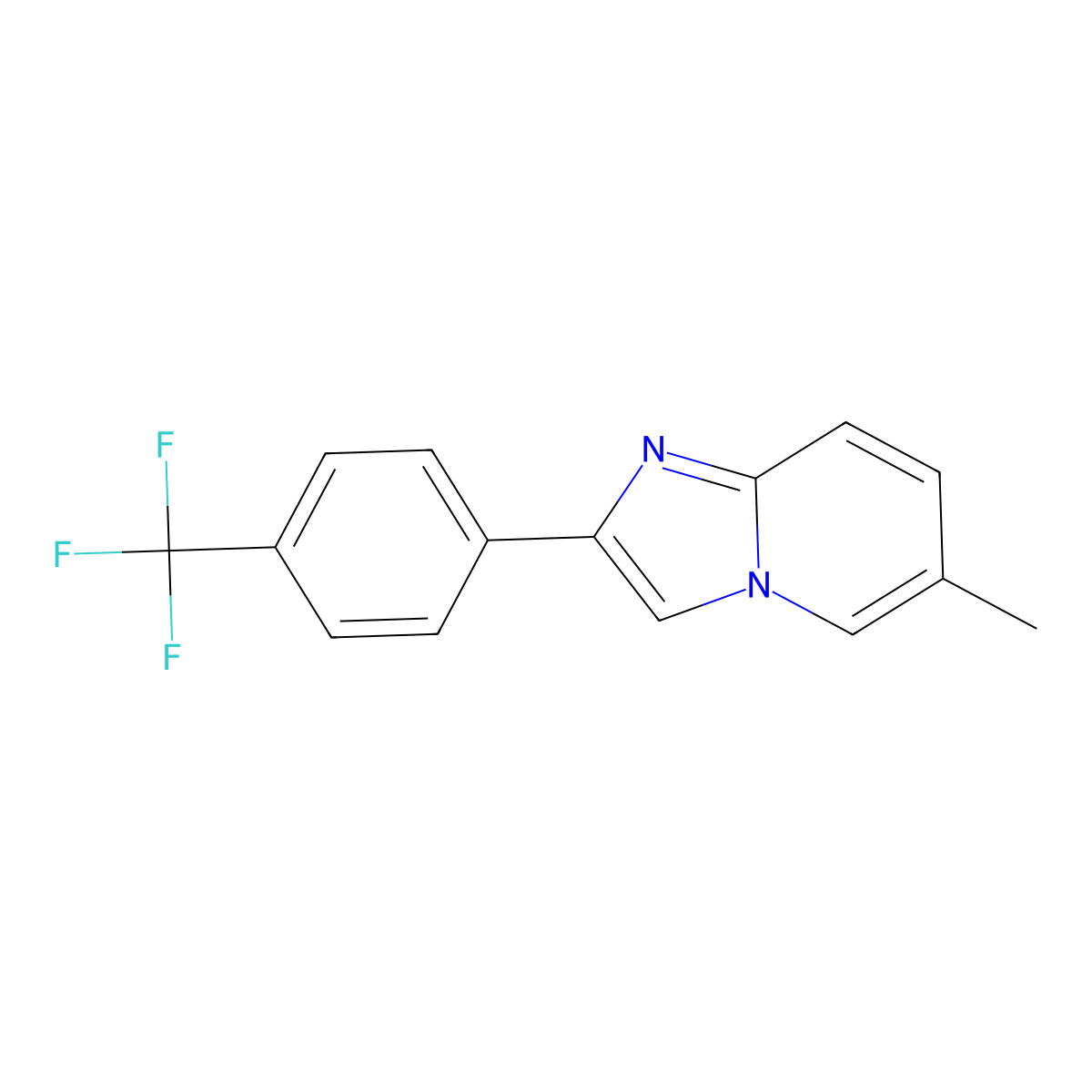 6-Methyl-2-[4-(trifluoromethyl)phenyl]imidazo[1,2-a]pyridine molecular structure, CAS 113265-43-3