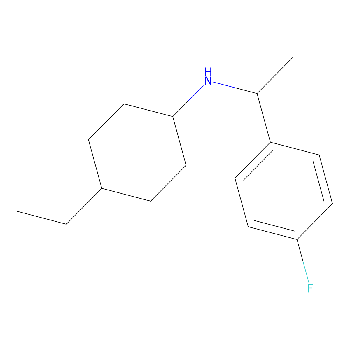 4-ethyl-N-[1-(4-fluorophenyl)ethyl]cyclohexan-1-amine molecular structure, CAS 1132655-07-2