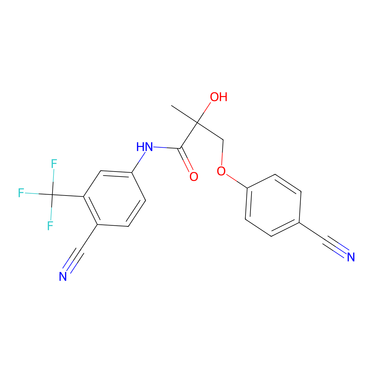 (2R)-3-(4-Cyanophenoxy)-N-(4-cyano-3-(trifluoromethyl)phenyl)-2-hydroxy-2-methylpropanamide molecular structure, CAS 1132656-73-5