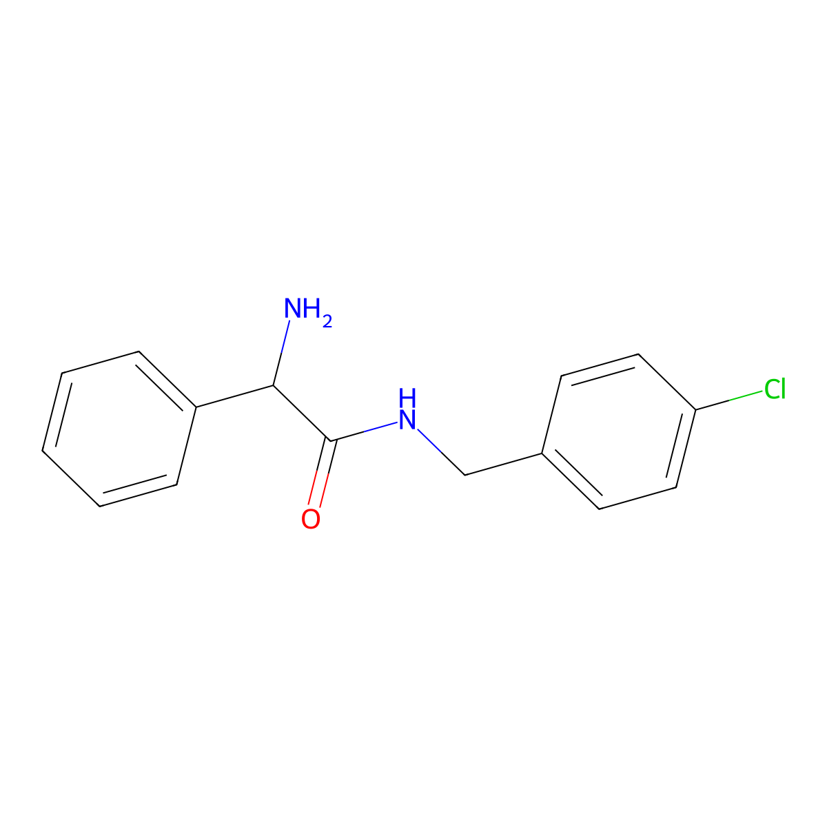 2-Amino-n-[(4-chlorophenyl)methyl]-2-phenylacetamide molecular structure, CAS 1132666-58-0