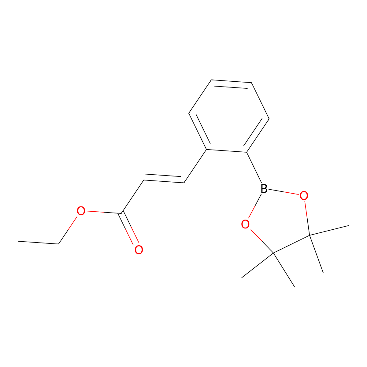 (E)-Ethyl 3-(2-(4,4,5,5-tetramethyl-1,3,2-dioxaborolan-2-yl)phenyl)acrylate molecular structure, CAS 1132669-74-9