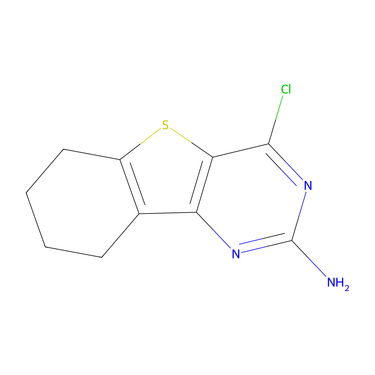 4-Chloro-6,7,8,9-tetrahydrobenzo[4,5]thieno[3,2-D]pyrimidin-2-amine molecular structure, CAS 1132690-67-5