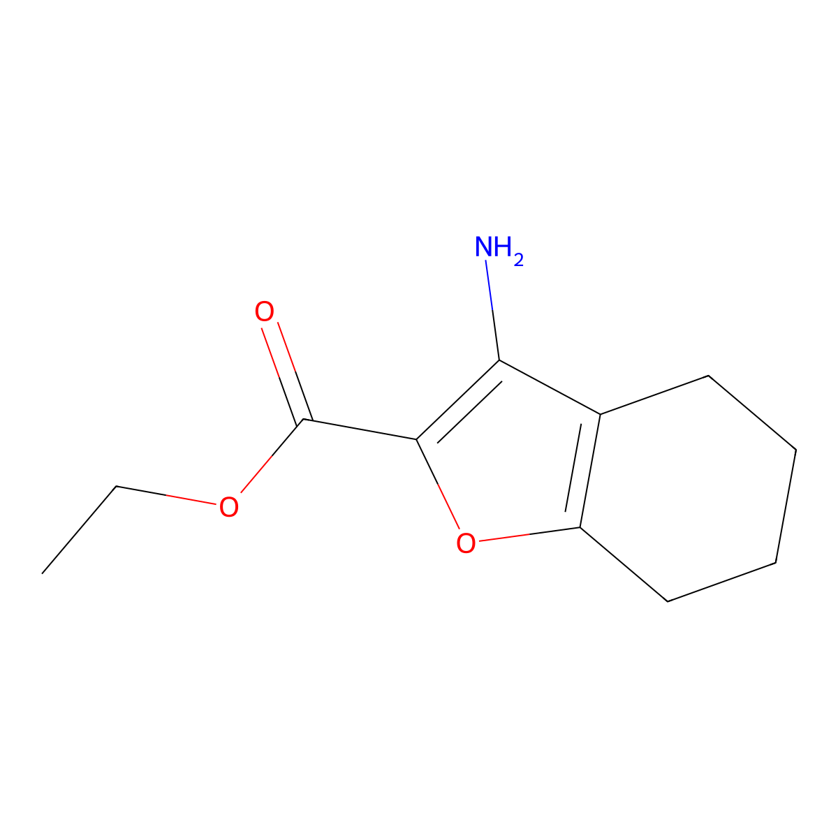 Ethyl 3-amino-4,5,6,7-tetrahydrobenzofuran-2-carboxylate molecular structure, CAS 1132690-69-7