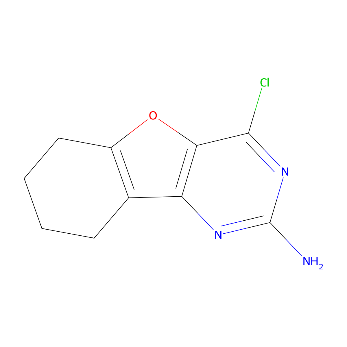 4-Chloro-6,7,8,9-tetrahydrobenzofuro[3,2-D]pyrimidin-2-amine molecular structure, CAS 1132690-73-3