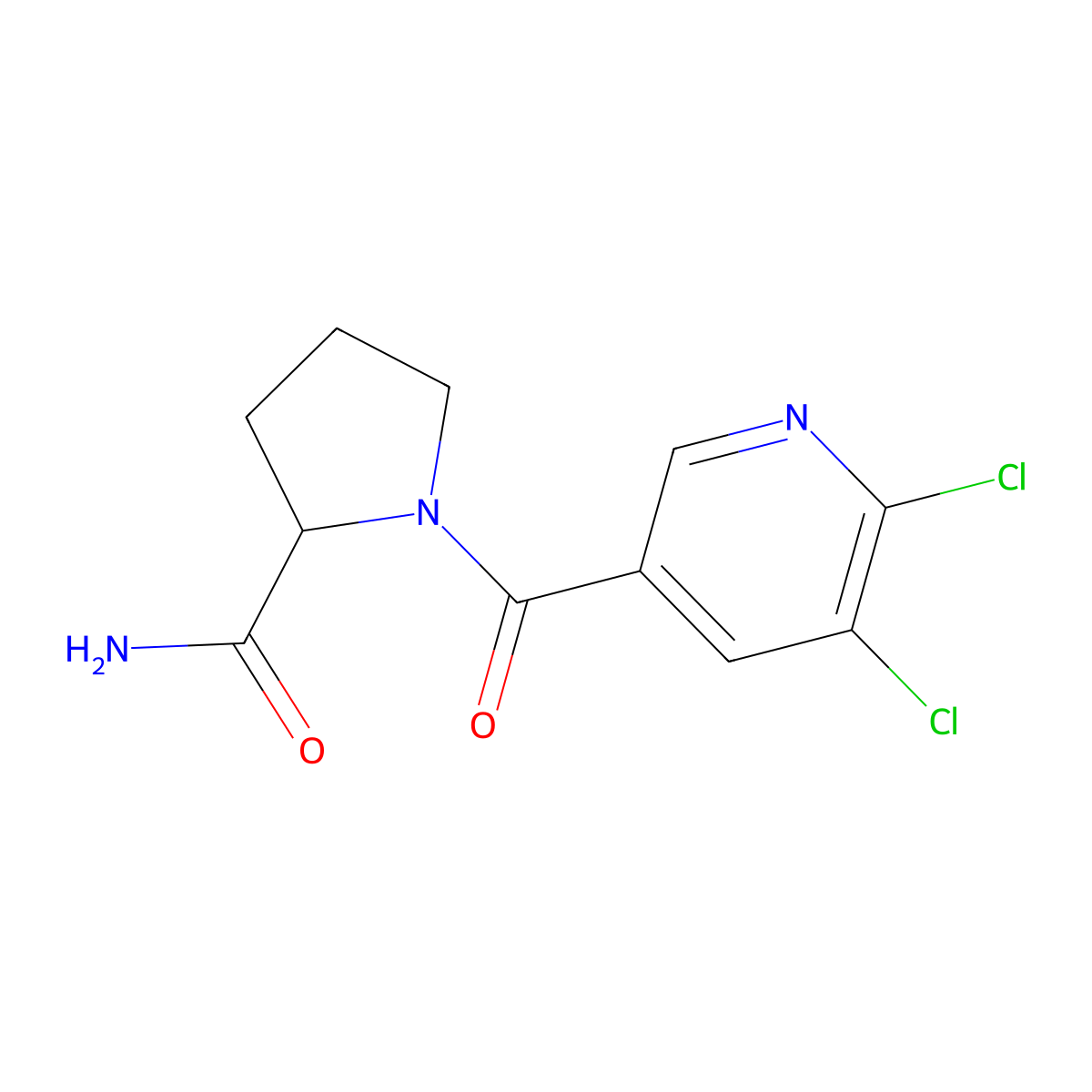 1-(5,6-Dichloropyridine-3-carbonyl)pyrrolidine-2-carboxamide molecular structure, CAS 1132702-40-9