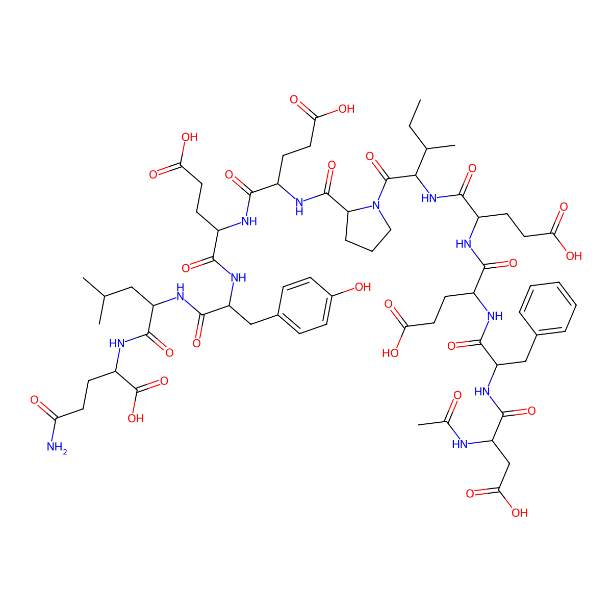 N-Acetyl-alpha-aspartylphenylalanyl-alpha-glutamyl-alpha-glutamylisoleucylprolyl-alpha-glutamyl-alpha-glutamyltyrosylleucylglutamine molecular structure, CAS 113274-57-0