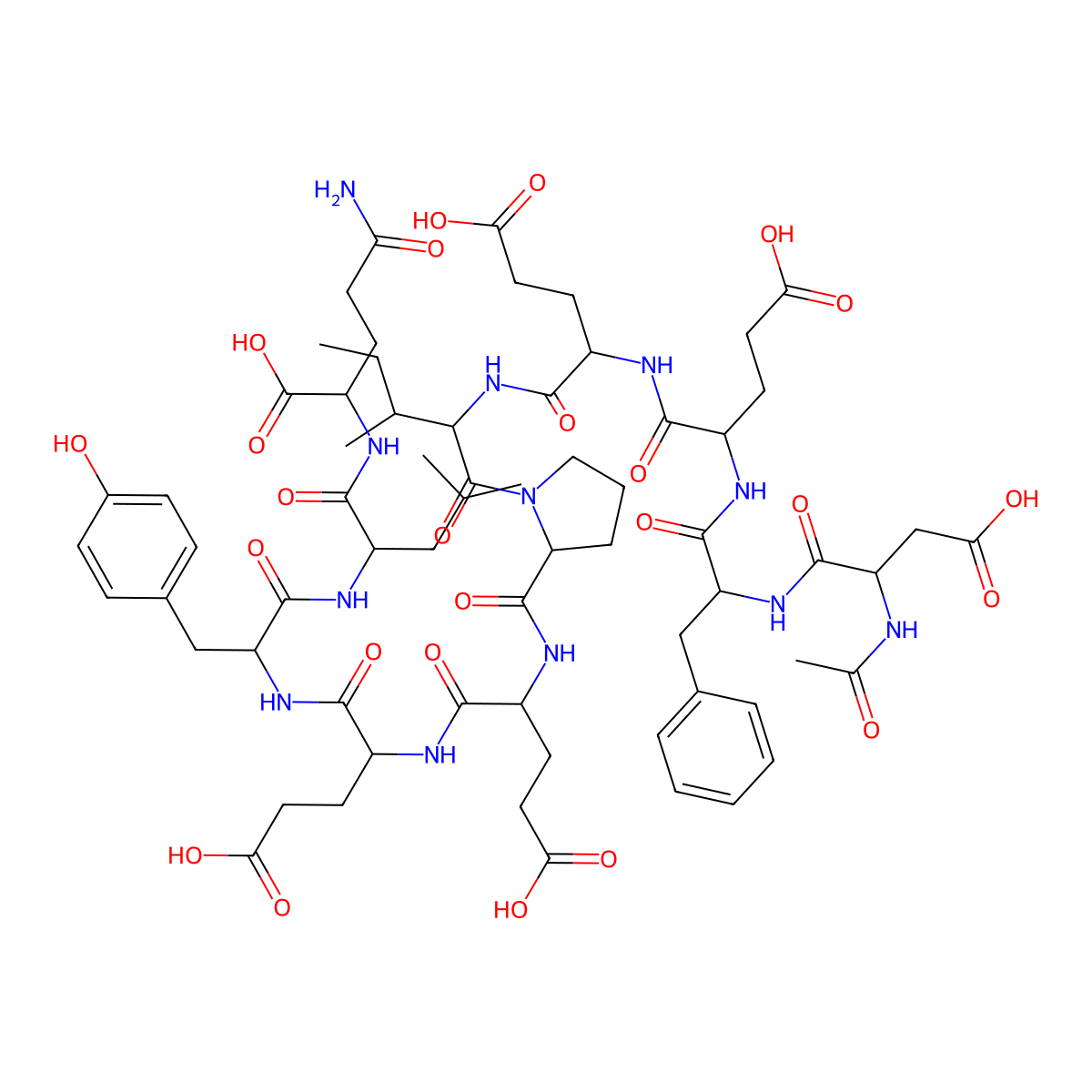 N-Acetyl-alpha-aspartylphenylalanyl-alpha-glutamyl-alpha-glutamylisoleucylprolyl-alpha-glutamyl-alpha-glutamyltyrosylleucylglutamine molecular structure, CAS 113274-57-0