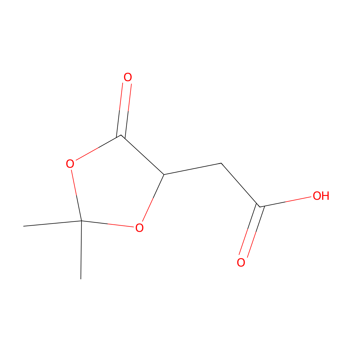 2-((4R)-2,2-dimethyl-5-oxo-1,3-dioxolan-4-yl)acetic acid molecular structure, CAS 113278-68-5