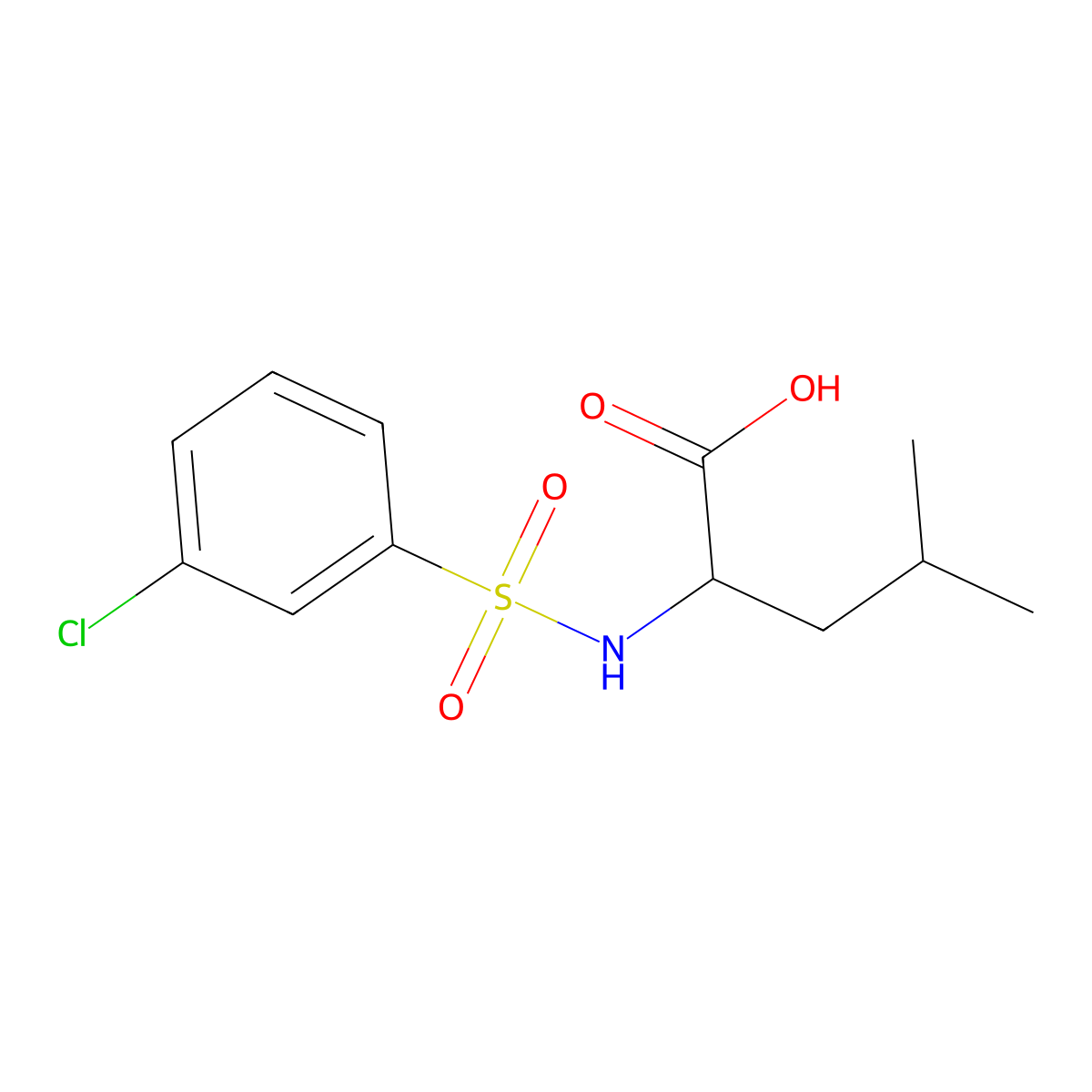 ((3-Chlorophenyl)sulfonyl)leucine molecular structure, CAS 1132787-68-8