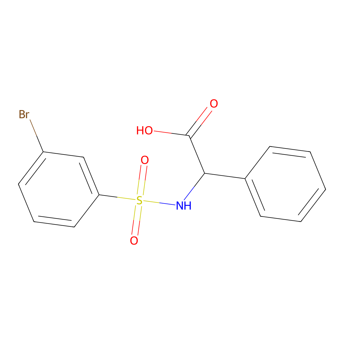 2-(3-Bromobenzenesulfonamido)-2-phenylacetic acid molecular structure, CAS 1132803-76-9