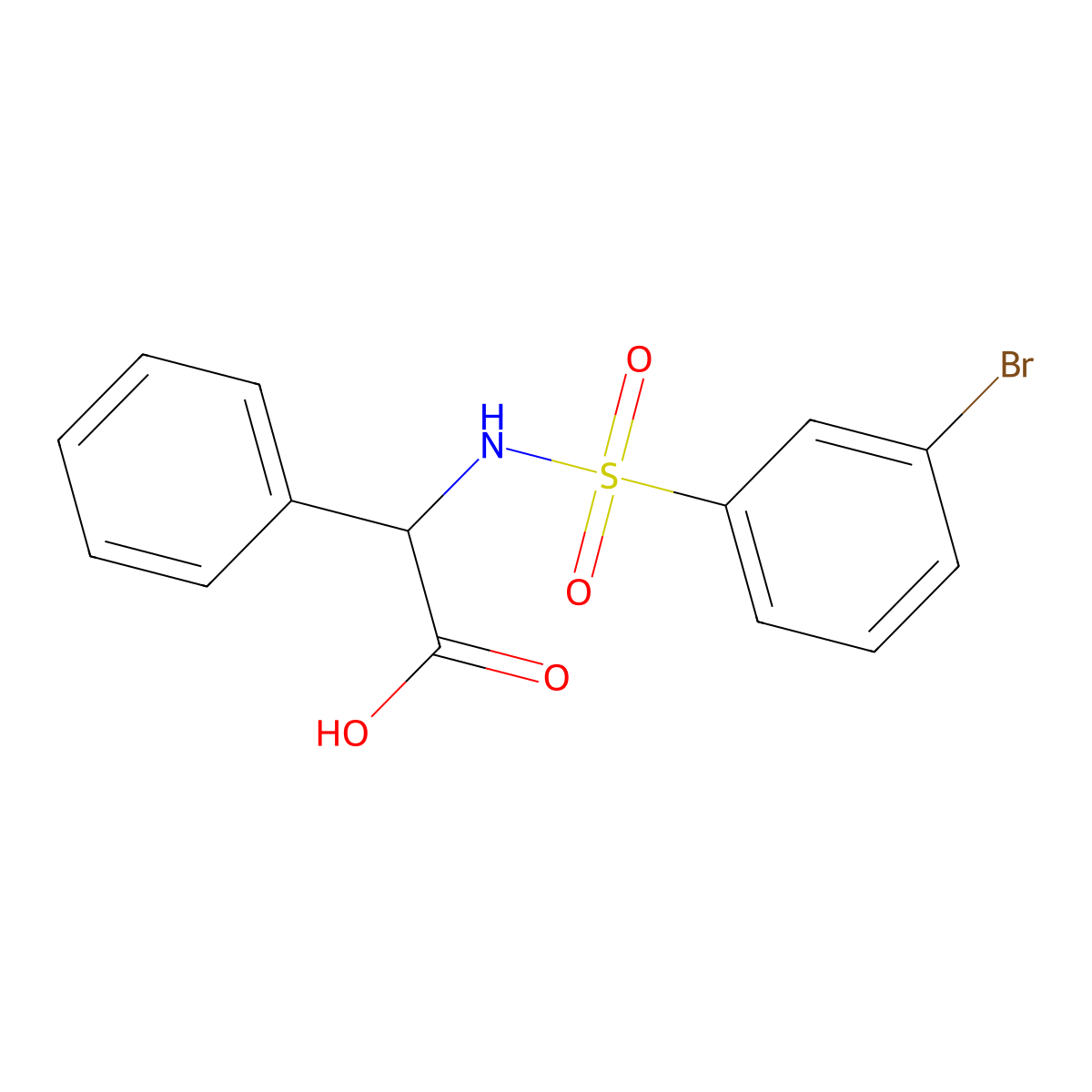 2-(3-Bromobenzenesulfonamido)-2-phenylacetic acid molecular structure, CAS 1132803-76-9