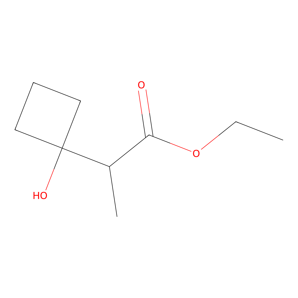 Ethyl 2-(1-Hydroxycyclobutyl)propanoate molecular structure, CAS 1132814-61-9