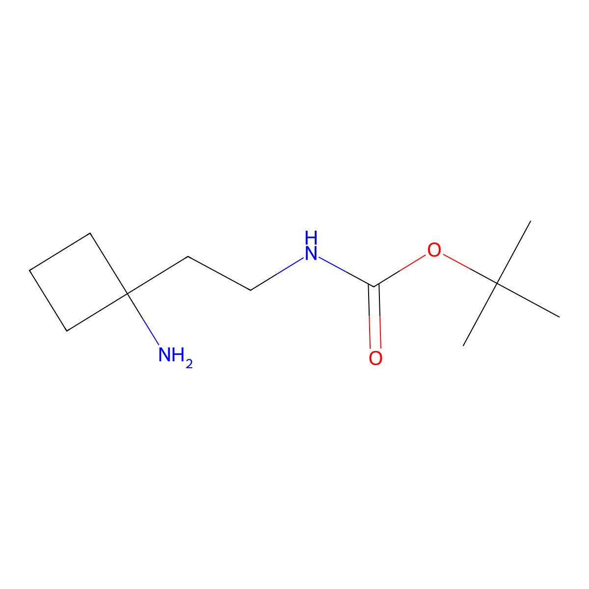 1-Amino-1-[2-(tert-butoxycarbonylamino)ethyl]cyclobutane molecular structure, CAS 1132814-92-6