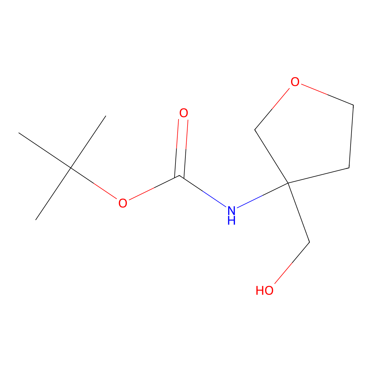 tert-butyl N-[3-(hydroxymethyl)oxolan-3-yl]carbamate molecular structure, CAS 1132814-98-2