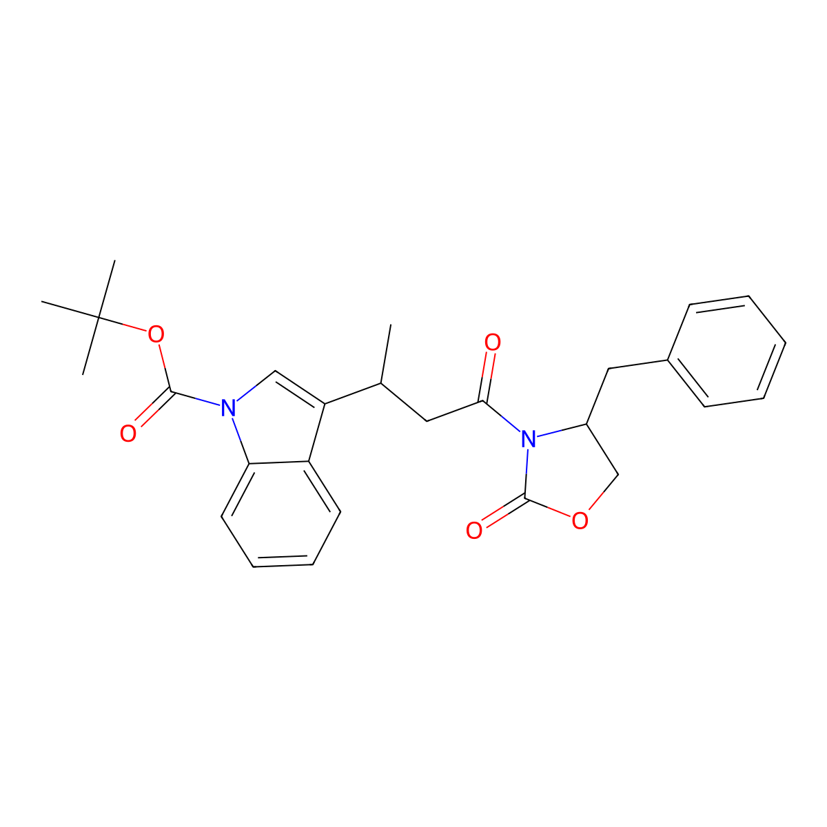 tert-Butyl 3-(4-(4-benzyl-2-oxooxazolidin-3-yl)-4-oxobutan-2-yl)-1H-indole-1-carboxylate molecular structure, CAS 1132816-77-3