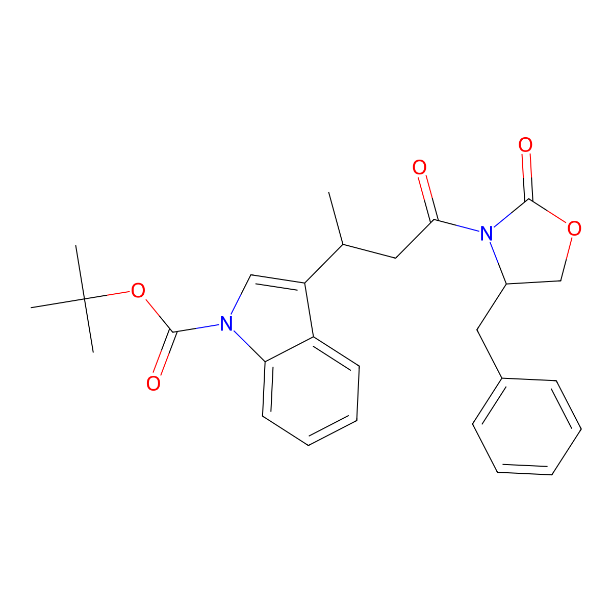tert-Butyl 3-(4-(4-benzyl-2-oxooxazolidin-3-yl)-4-oxobutan-2-yl)-1H-indole-1-carboxylate molecular structure, CAS 1132816-77-3