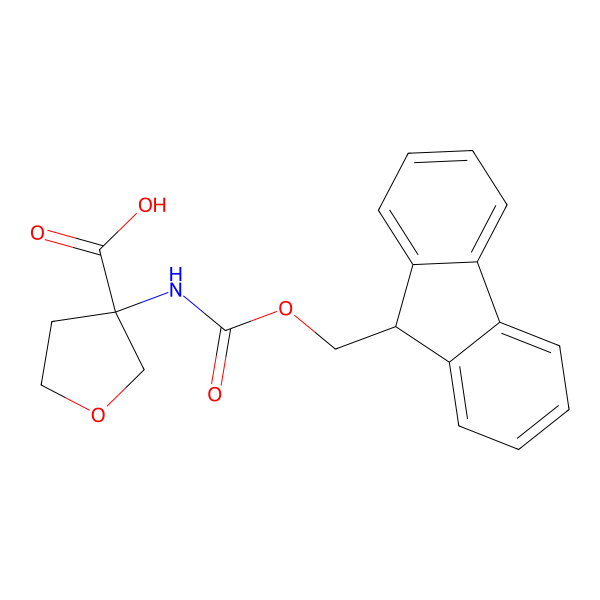 3-((((9H-fluoren-9-yl)methoxy)carbonyl)amino)oxolane-3-carboxylic acid molecular structure, CAS 1132879-21-0
