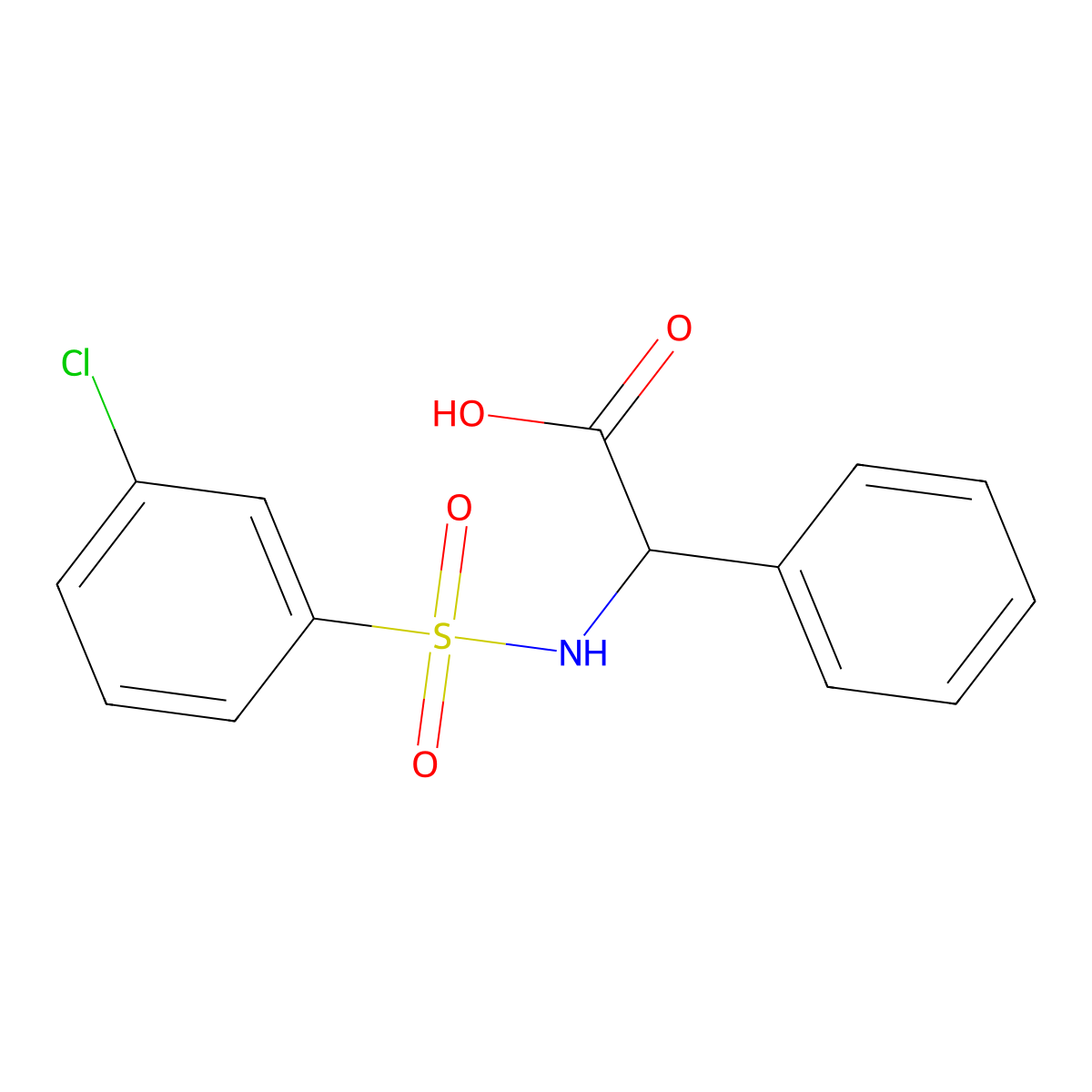 2-(3-Chlorobenzenesulfonamido)-2-phenylacetic acid molecular structure, CAS 1132880-66-0