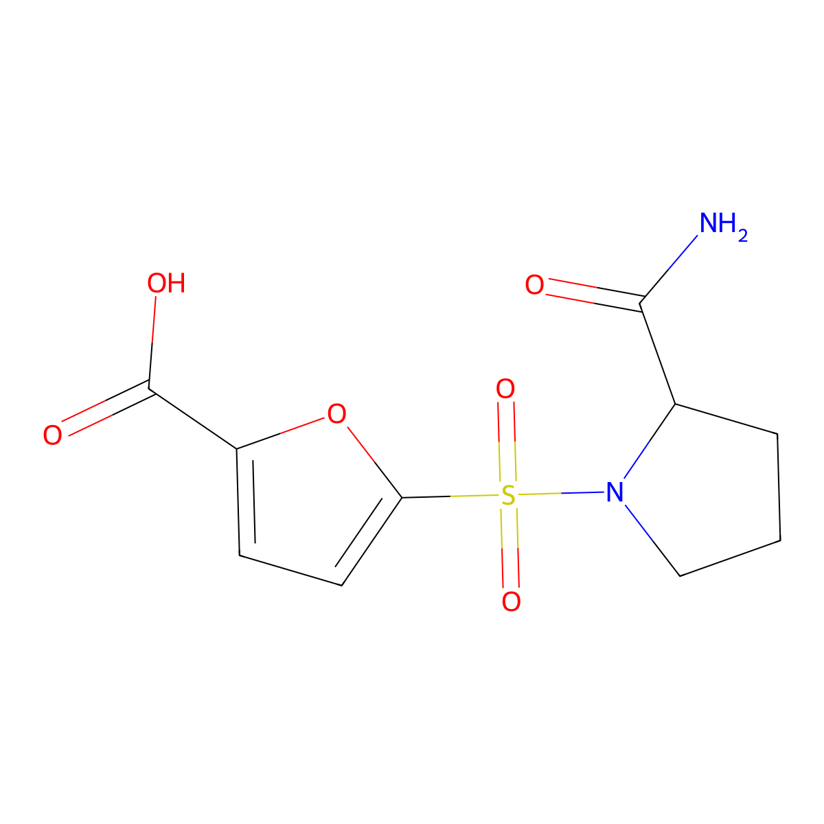 5-[(2-Carbamoylpyrrolidin-1-yl)sulfonyl]furan-2-carboxylic acid molecular structure, CAS 1132890-53-9