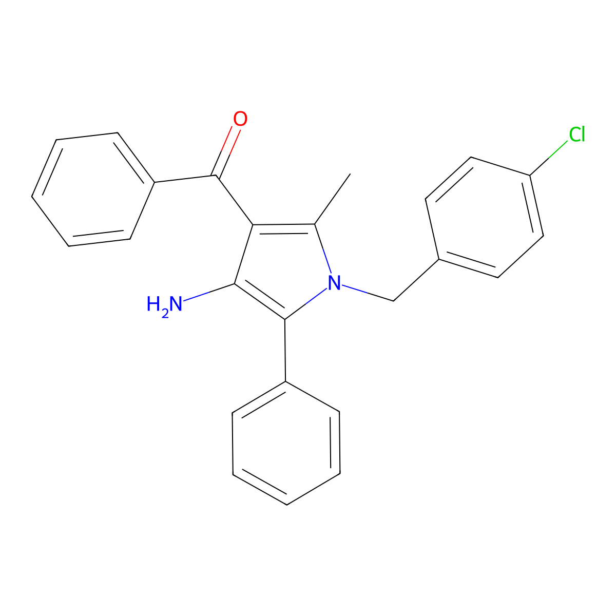 (4-amino-1-(4-chlorobenzyl)-2-methyl-5-phenyl-1H-pyrrol-3-yl)(phenyl)methanone molecular structure, CAS 1132922-57-6