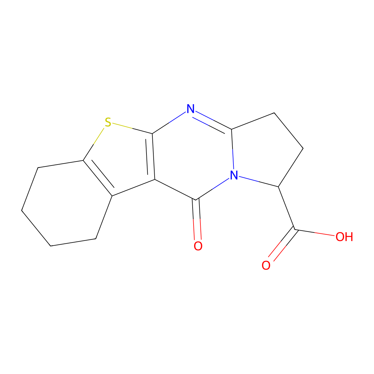 10-Oxo-1,2,3,6,7,8,9,10-octahydro[1]benzothieno[2,3-d]pyrrolo[1,2-a]pyrimidine-1-carboxylic acid molecular structure, CAS 1132929-90-8