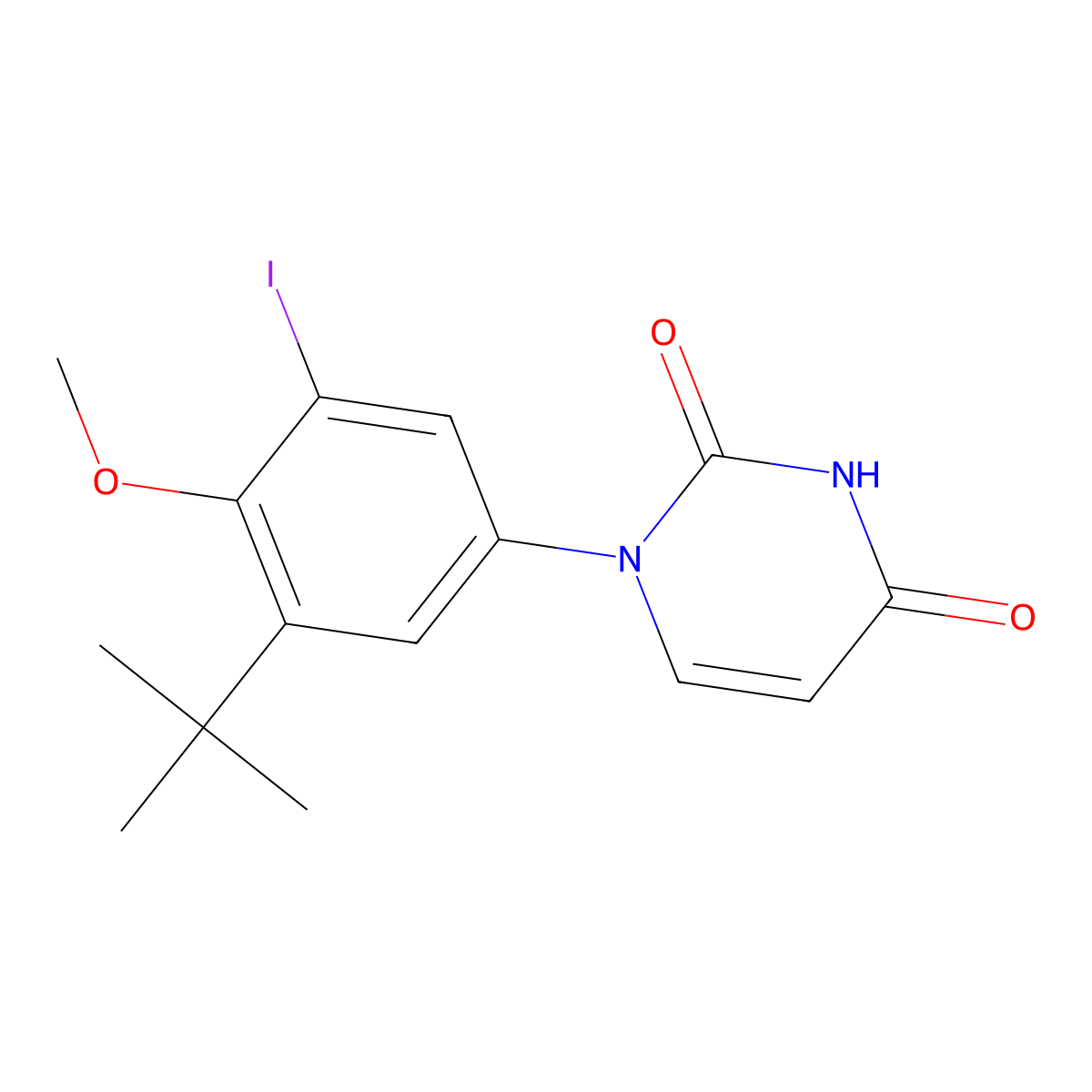 1-(3-tert-Butyl-5-iodo-4-methoxyphenyl)pyrimidine-2,4(1H,3H)-dione molecular structure, CAS 1132940-53-4