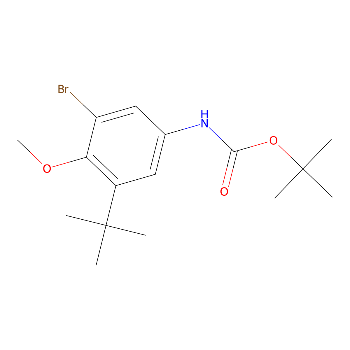 tert-Butyl (3-bromo-5-(tert-butyl)-4-methoxyphenyl)carbamate molecular structure, CAS 1132940-57-8