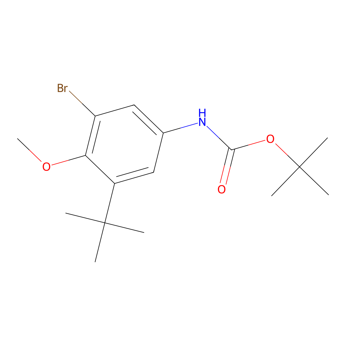 tert-Butyl (3-bromo-5-(tert-butyl)-4-methoxyphenyl)carbamate molecular structure, CAS 1132940-57-8