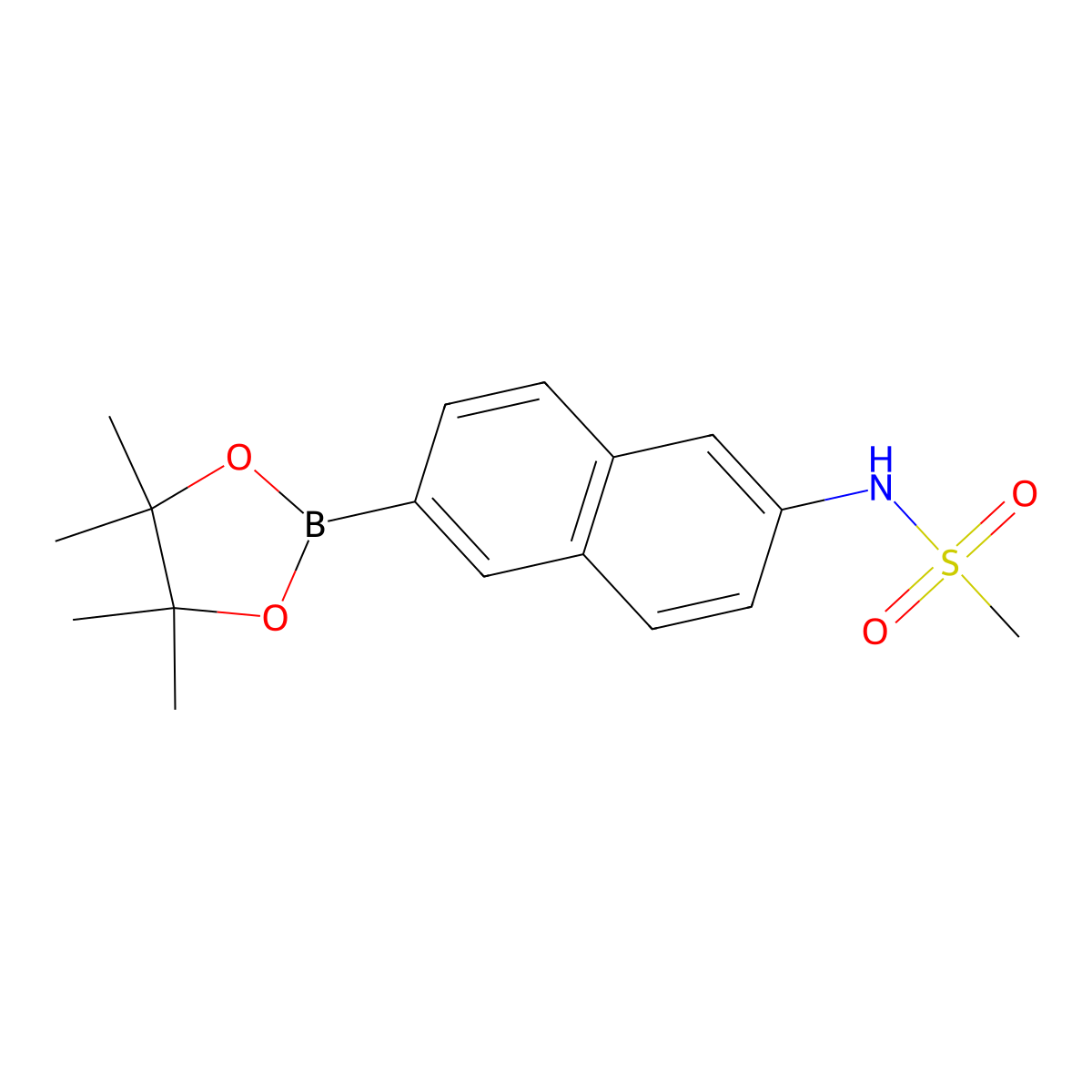 N-(6-(4,4,5,5-Tetramethyl-1,3,2-dioxaborolan-2-YL)naphthalen-2-YL)methanesulfonamide molecular structure, CAS 1132940-88-5