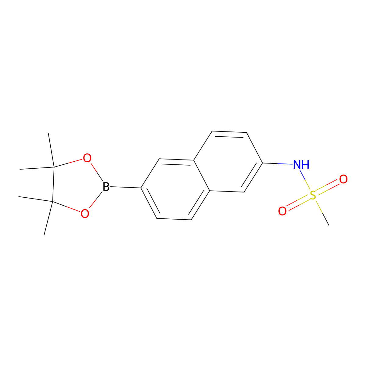 N-(6-(4,4,5,5-Tetramethyl-1,3,2-dioxaborolan-2-YL)naphthalen-2-YL)methanesulfonamide molecular structure, CAS 1132940-88-5