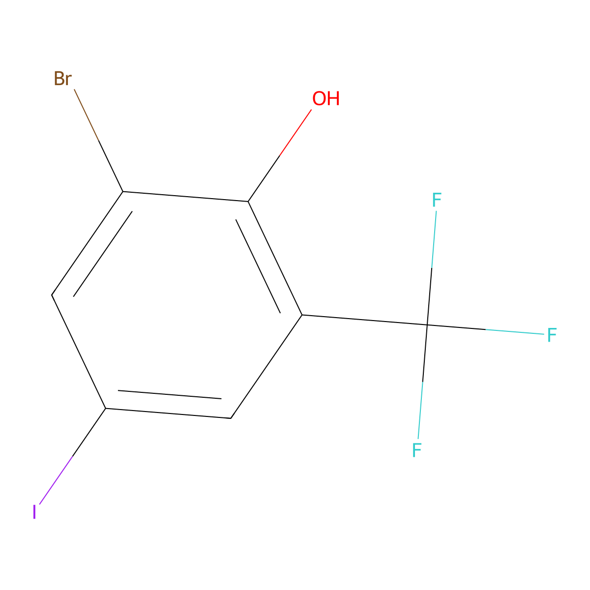 2-Bromo-4-iodo-6-(trifluoromethyl)phenol molecular structure, CAS 1132942-90-5