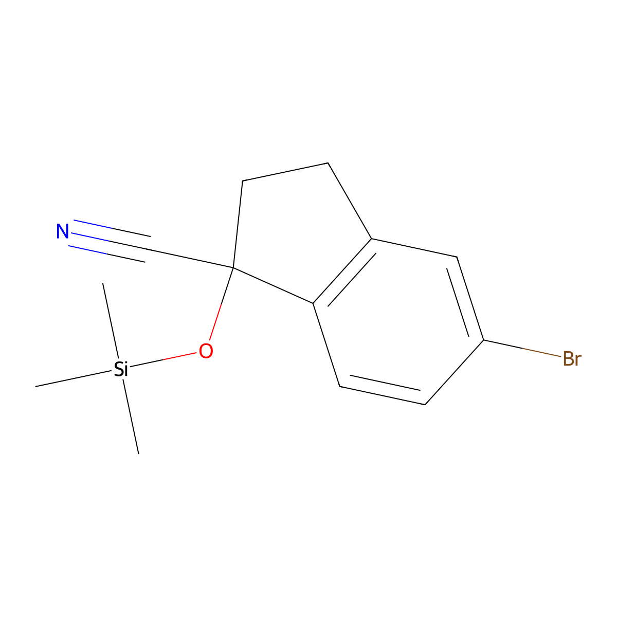 5-Bromo-1-((trimethylsilyl)oxy)-2,3-dihydro-1H-indene-1-carbonitrile molecular structure, CAS 1132943-65-7
