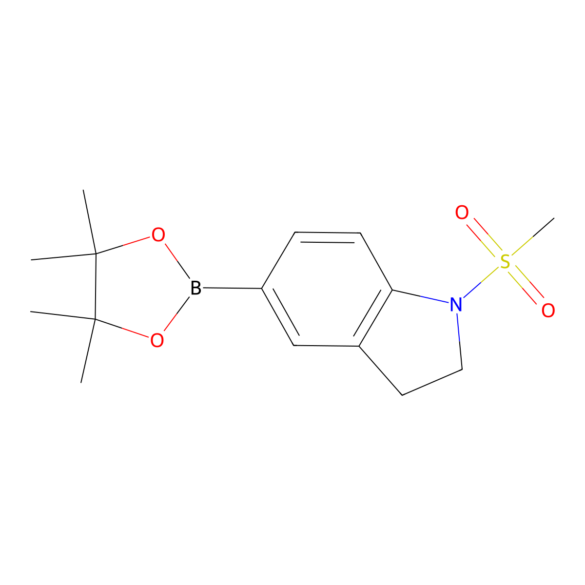 1-(Methylsulfonyl)-5-(4,4,5,5-tetramethyl-1,3,2-dioxaborolan-2-yl)indoline molecular structure, CAS 1132944-44-5
