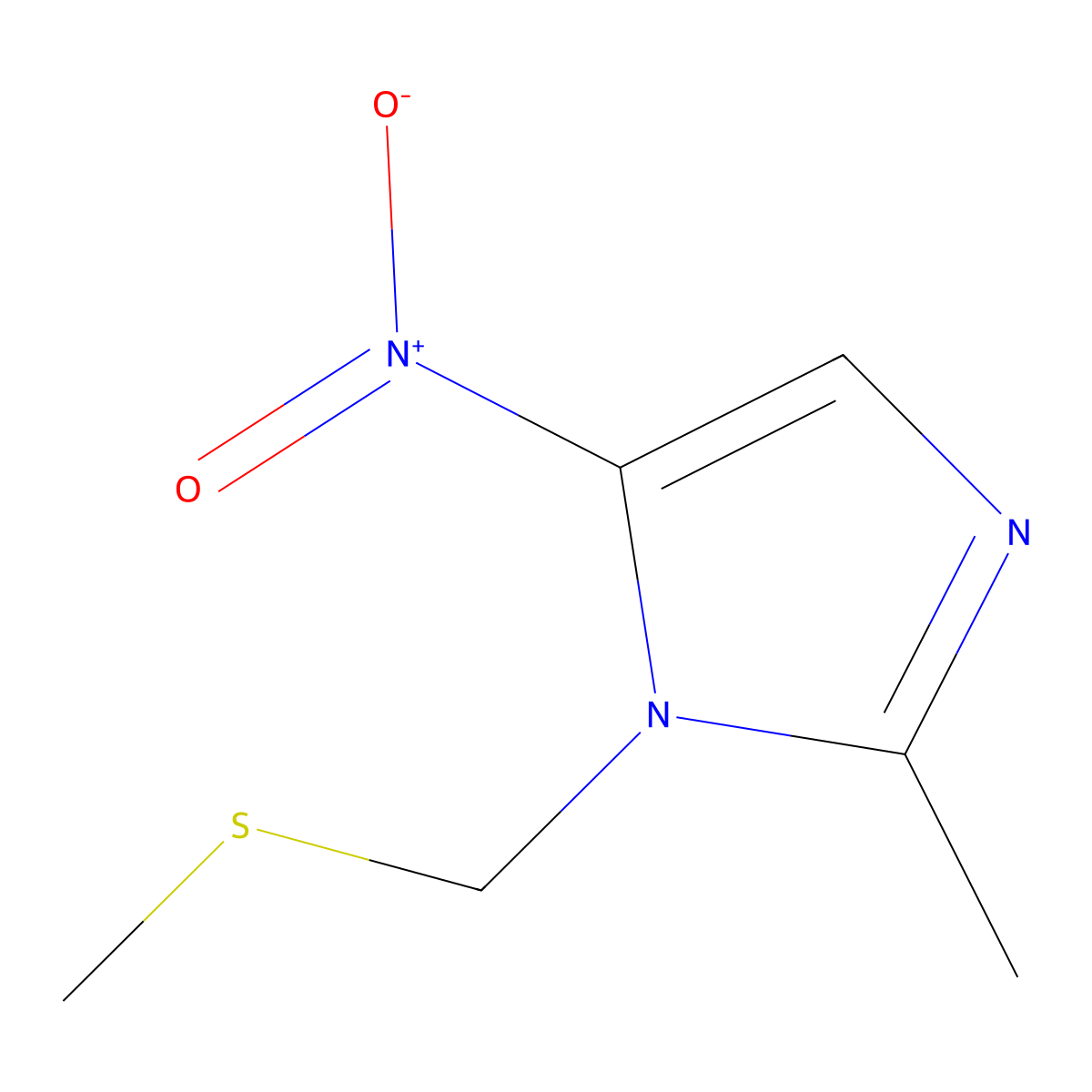 2-methyl-1-[(methylsulfanyl)methyl]-5-nitro-1H-imidazole molecular structure, CAS 113296-57-4