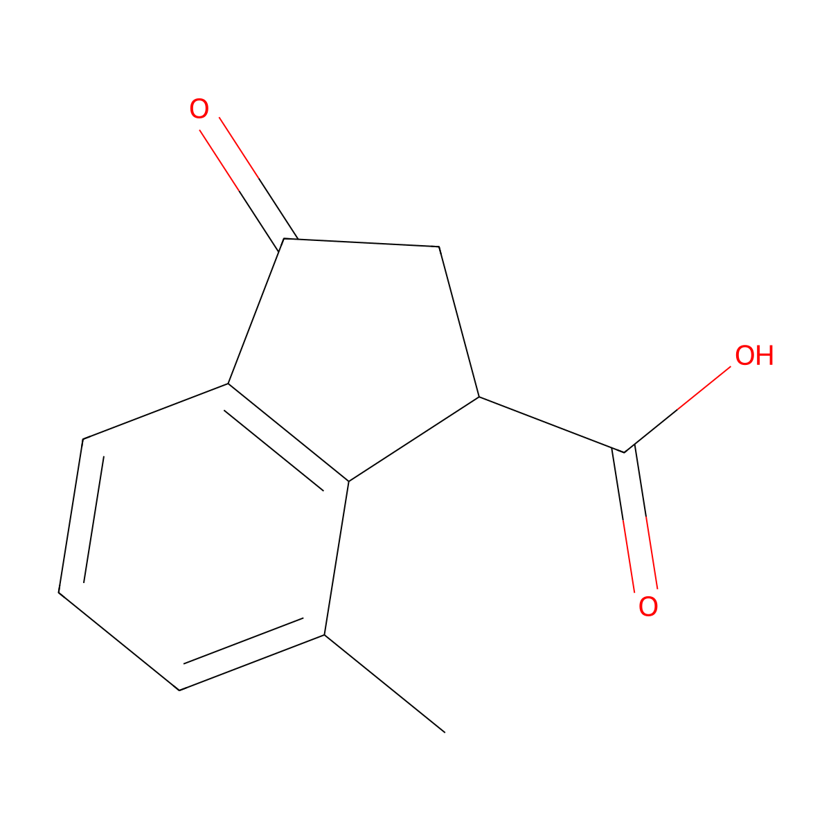 7-Methyl-3-oxo-2,3-dihydro-1h-indene-1-carboxylic acid molecular structure, CAS 1133-31-9