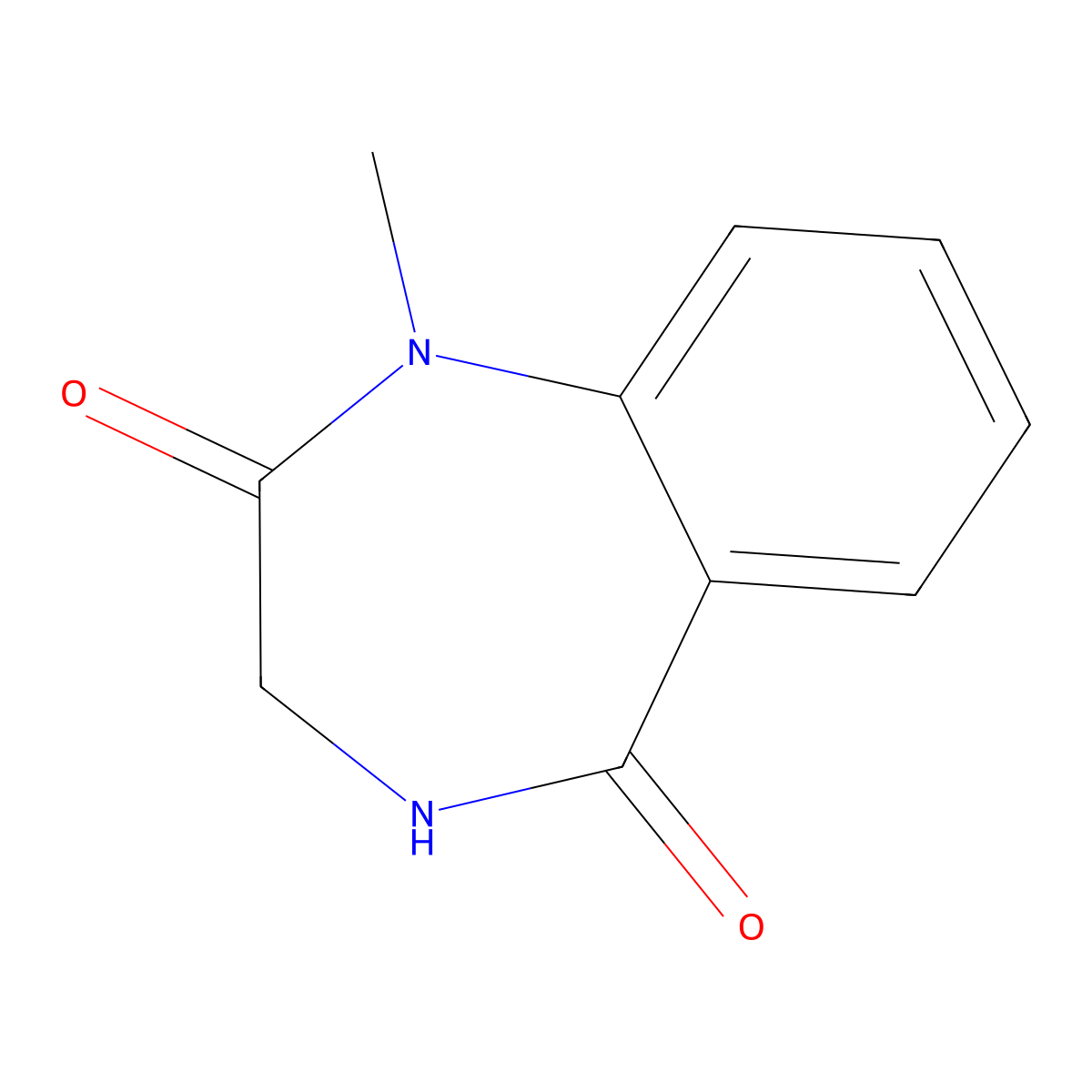 1-methyl-2,3,4,5-tetrahydro-1H-1,4-benzodiazepine-2,5-dione molecular structure, CAS 1133-42-2