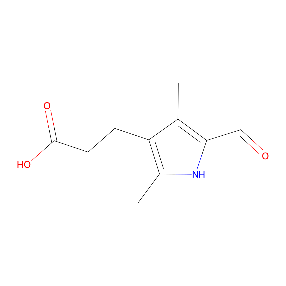 3-(5-formyl-2,4-dimethyl-1H-pyrrol-3-yl)propanoic Acid molecular structure, CAS 1133-96-6