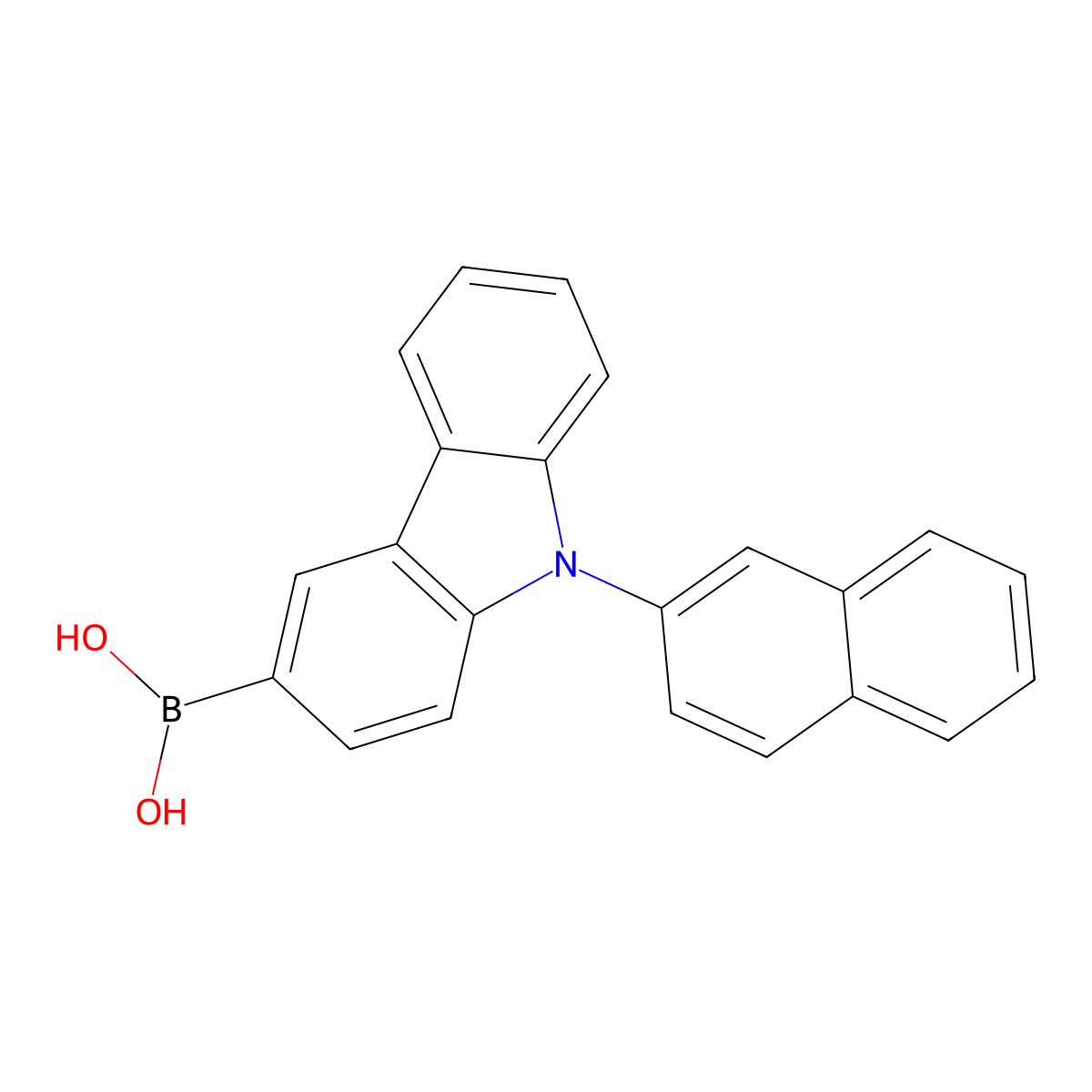 (9-(Naphthalen-2-yl)-9H-carbazol-3-yl)boronic Acid (contains varying amounts of Anhydride) molecular structure, CAS 1133057-98-3