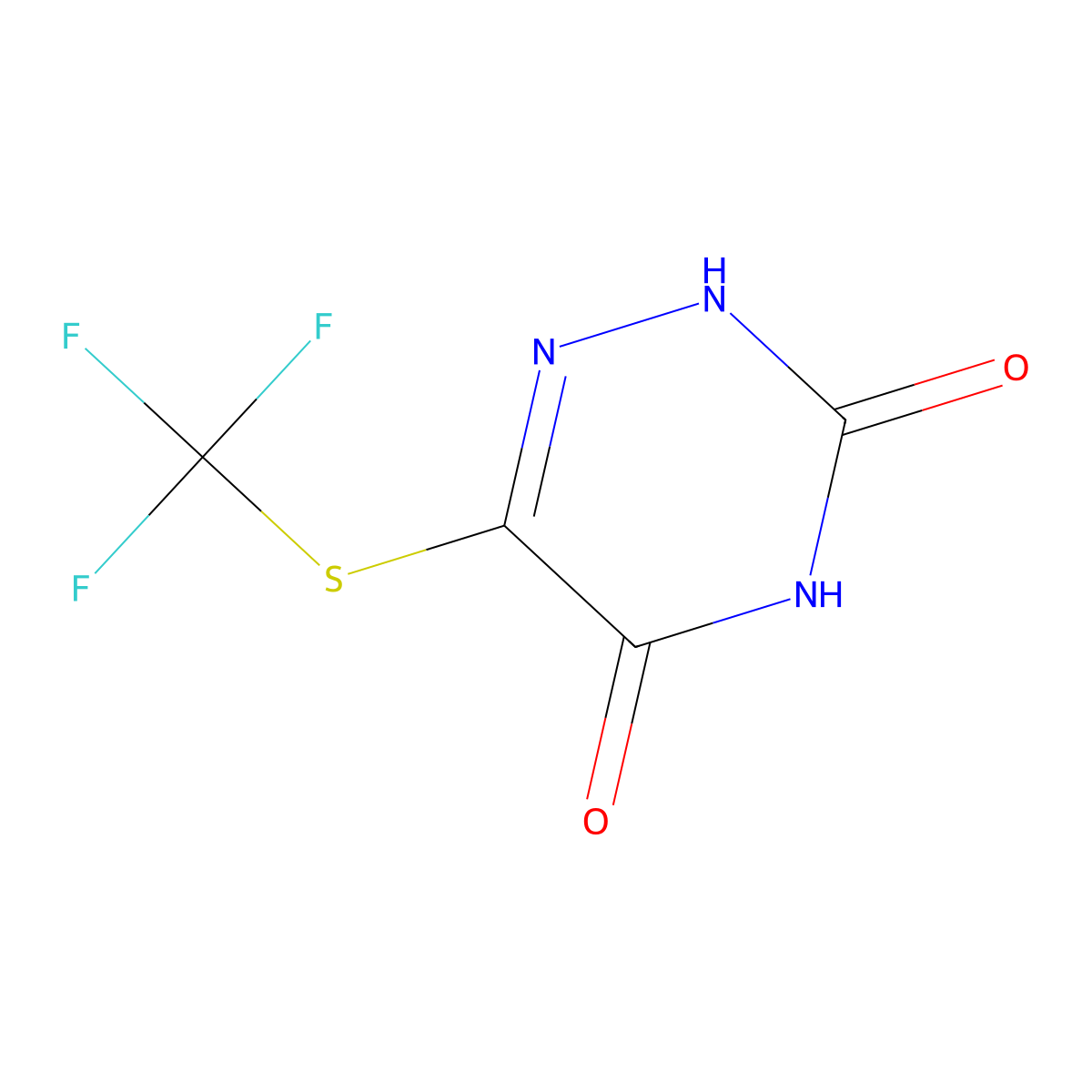 1,2,4-Triazine-3,5(2H,4H)-dione, 6-[(trifluoromethyl)thio]- molecular structure, CAS 113307-05-4